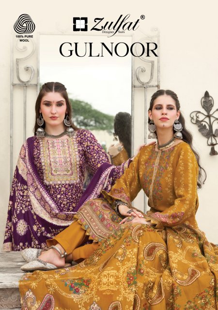 Gulnoor By Zulfat Woollen Pashmina Printed Dress Material